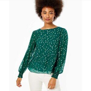 Lilly Pulitzer Idina Silk Top in Spruce Green Size Medium